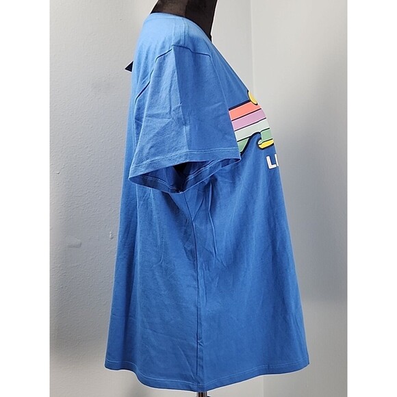 New Life is Good Retro Wave Stripe XLarge Women's Blue SS Crusher Lite Tee - Picture 5 of 14